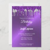 Parties scintillant violet métallique Invitation d (Devant)