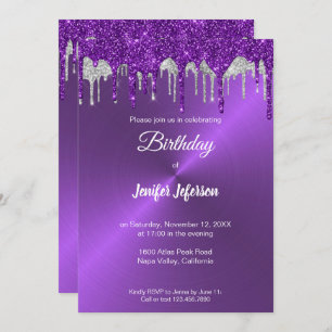 Parties scintillant violet métallique Invitation d