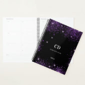 Parties scintillant violet noir initiales monogram (Devant avec enveloppe)