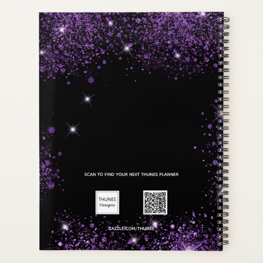 Parties scintillant violet noir initiales monogram (Dos)