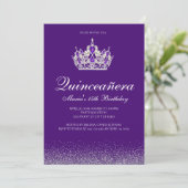 Parties scintillant violet Quinceanera Invitations (Debout devant)