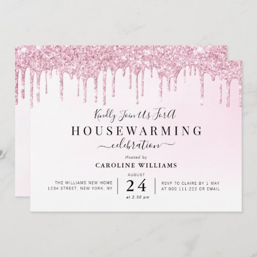 parties scintillant violette invitation (Devant / Derrière)