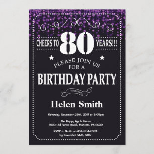 Parties scintillant violette Invitation d'annivers