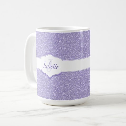 Parties scintillant violette Monogramme Café Mug (Devant gauche)