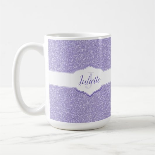 Parties scintillant violette Monogramme Café Mug (Gauche)