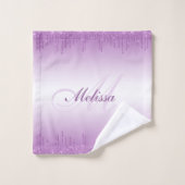 parties scintillant violette monogramme moderne (Gant de toilette)