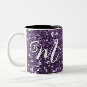 Parties scintillant violette personnalisée Mug à d
