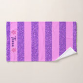 Parties scintillant violette Pink Stripes & Fleurs (Serviette à main)