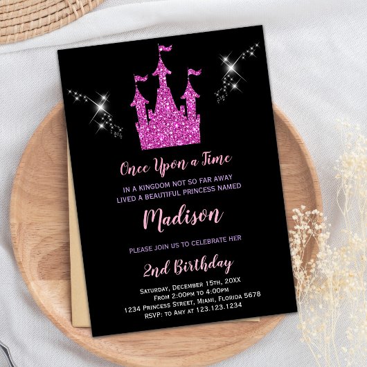 Parties scintillant violette Princesse Invitation 