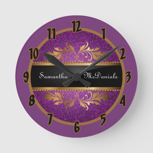 Parties scintillant violette Sequin Disco Horloge (Recto)