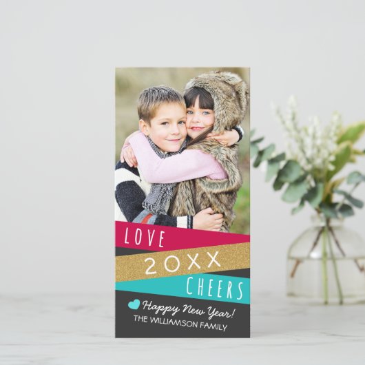 Parties scintillant Zig Zag Nouvel An Carte photo (Debout devant)