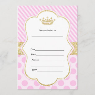 Parties scintillantes d'or de princesse Invitation