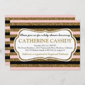 Parties scintillantes d'or, invitation de baby (Devant / Derrière)