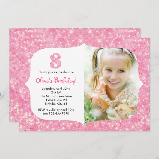 Parties scintillantes invitation de huit (Devant / Derrière)