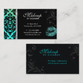 Parties scintillantes Teal de damassé de carte de (Devant / Derrière)