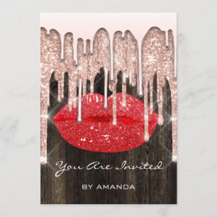 Partij 16e Kiss Roos Glitter Wood. Red Kaart