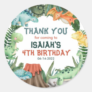Partij als een Dinosaur Birthday Dank u Ronde Sticker