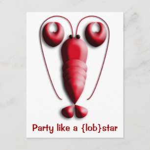 Partij als een Lobstar Rood met hartspatten Kaart