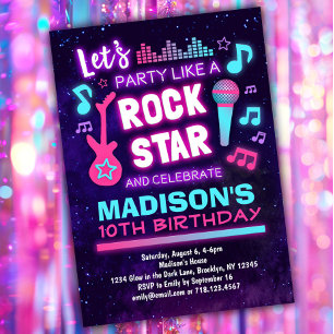 Partij als een Rock Star Music Birthday Party Kaart