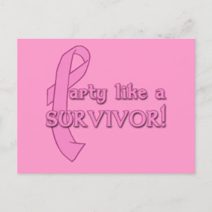 Partij als een Survivor met roze lint Uitnodiging Briefkaart
