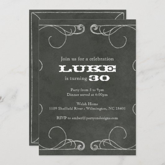 partij Chalkboard 30 40 50 60 Kaart (Voorkant / Achterkant)