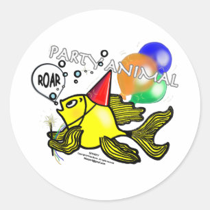Partij Dierlijke Vis Ronde Sticker
