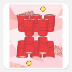 Partij Drink Game Beerpong Beer Pong Vierkante Sticker