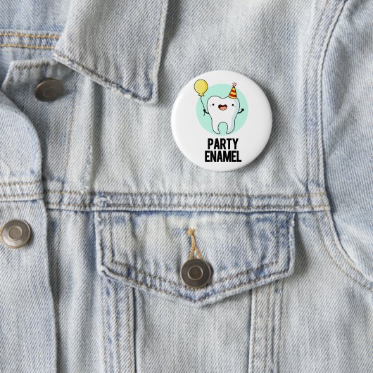 Partij Enamel Funny Tooth Pun Ronde Button 5,7 Cm (In situ)