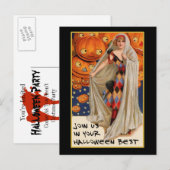 partij Halloween nodigt uit met bloedige tekst Uitnodiging Briefkaart (Voorkant / Achterkant)