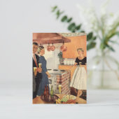 partij in de keuken, de bier en de Appetizers Briefkaart (Staand voorkant)