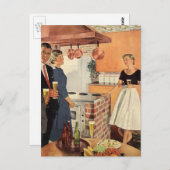 partij in de keuken, de bier en de Appetizers Briefkaart (Voorkant / Achterkant)