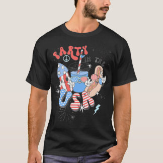 Partij in de VS vlag Groovy 4 juli Patriottisch T-shirt