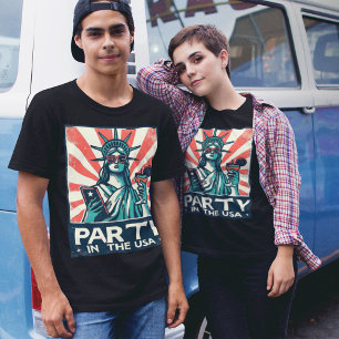 Partij in het Amerikaanse Vrijheidsbeeld 4 juli T-shirt