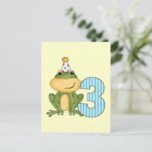 Partij Kikker 3e dag T-shirts en cadeautjes Uitnodiging Briefkaart (Staand voorkant)