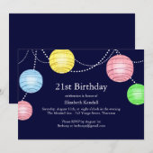 Partij Lantern 21st Birthday Invitation Kaart (Voorkant / Achterkant)