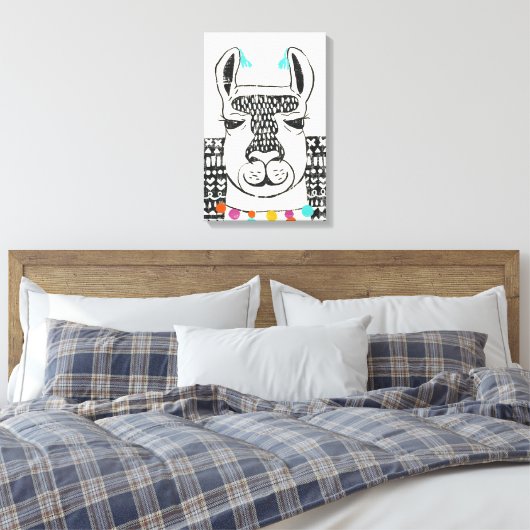 Partij Llama - Portrait Canvas Afdruk (Insitu (Slaapkamer))
