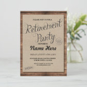 PARTIJ Paardenhout Rustic Retire Invite Kaart (Staand voorkant)