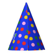 Partij Pet_blue met kleurrijke stippen, bewerkbare Feesthoedjes (Achterkant)