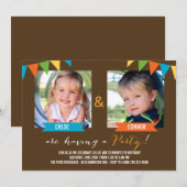 Partij samen - Birthday-uitnodigingen - bruin Kaart (Voorkant / Achterkant)