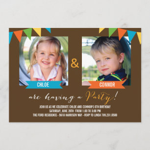 Partij samen - Birthday-uitnodigingen - bruin Kaart