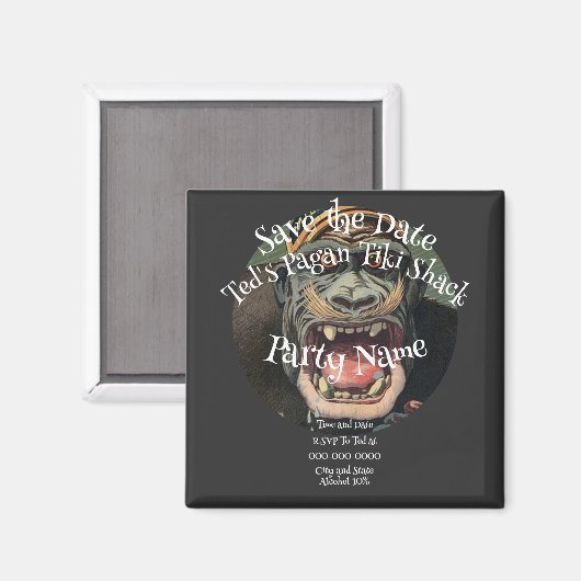 Partij sparen de Datum Tiki Bar Hut Shack Magneet (Voorkant / Achterkant)