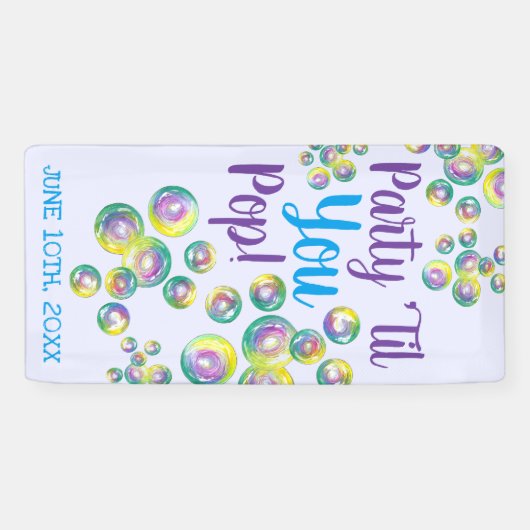 Partij Til je Pop bladerbubbels Iridescent Spandoek (Horizontaal)