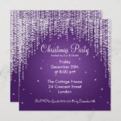 Partij Uitnodiging Elegant Falling Sparkle Paars (Voorkant / Achterkant)