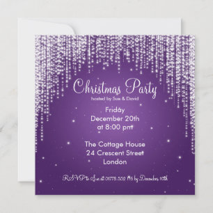 Partij Uitnodiging Elegant Falling Sparkle Paars