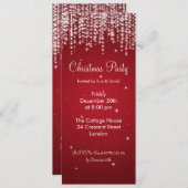 Partij Uitnodiging Elegant Falling Sparkle Red (Voorkant / Achterkant)