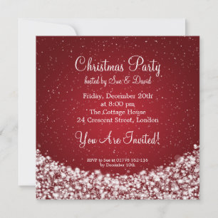 Partij Uitnodiging Elegant Night Sparkle Red