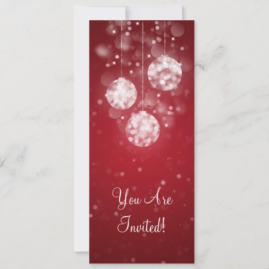 Partij Uitnodiging Elegant Sparging Baubles Red (Achterkant)