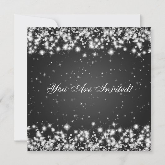 Partij Uitnodiging Elegant Sparkle Custom Black (Achterkant)