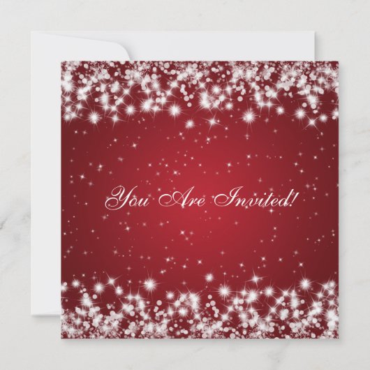 Partij Uitnodiging Elegant Sparkle Custom Red (Achterkant)
