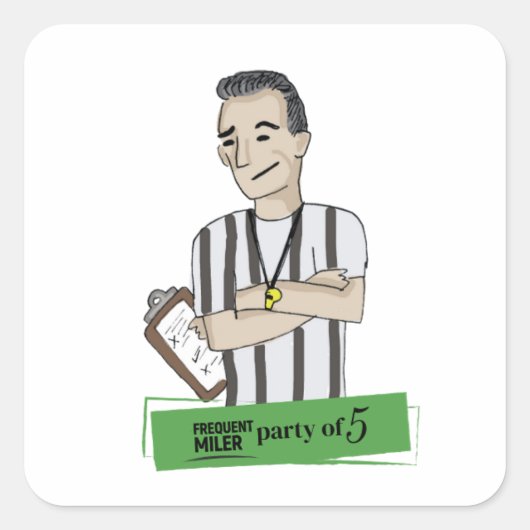 Partij van 5 - Greg the Referee Vierkante Sticker (Voorkant)